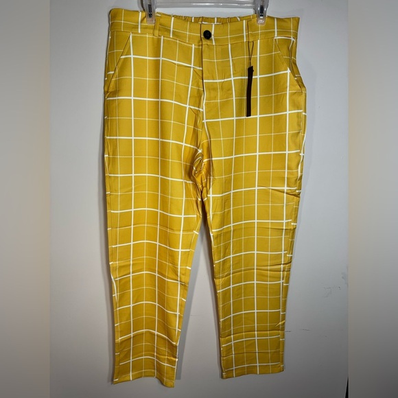 Lars Amadeus Men's Plaid Cropped Ankle Length Business Golf Trousers Sz 36 - Picture 7 of 15